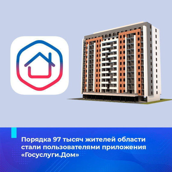 Порядка 97 тысяч жителей области стали пользователями приложения «Госуслуги.Дом». Порядка 97 тысяч жителей области стали пользователями приложения «Госуслуги.Дом».